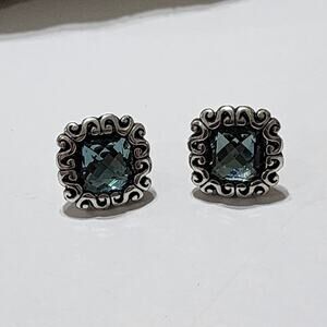 Brighton Silver Earrings with Blue Accents